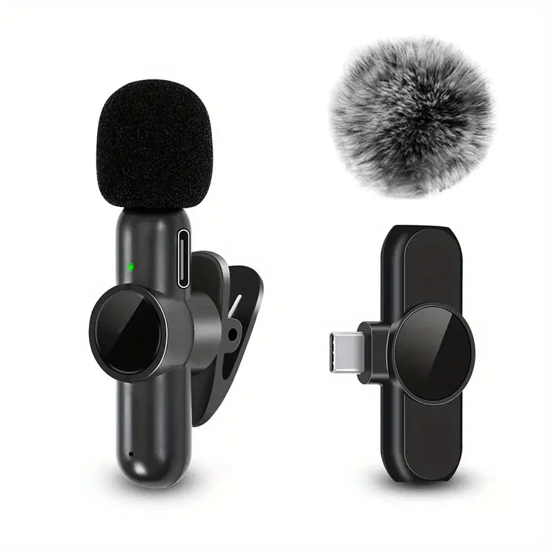 Wireless Lavalier Microphone with Windproof Cover - Pro Audio for iPhone & Android