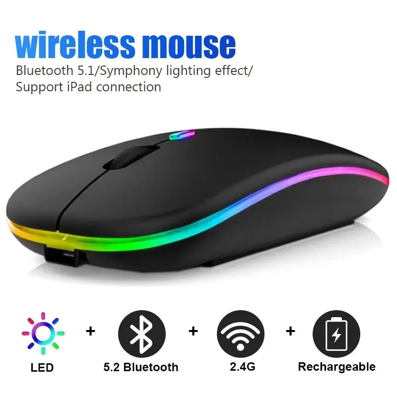 Ergonomic Dual-Mode Bluetooth Mouse with RGB Backlight