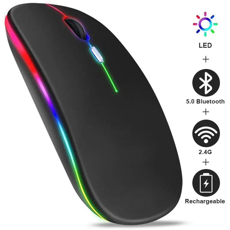 Ergonomic Dual-Mode Bluetooth Mouse with RGB Backlight