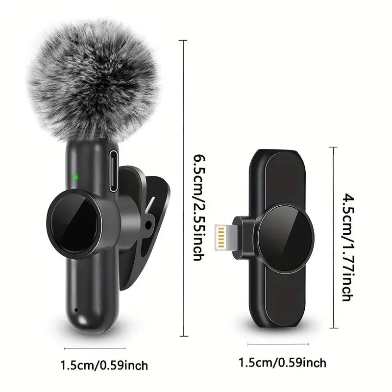 Wireless Lavalier Microphone with Windproof Cover - Pro Audio for iPhone & Android