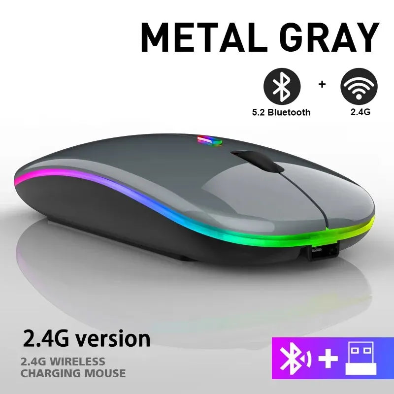 Ergonomic Dual-Mode Bluetooth Mouse with RGB Backlight