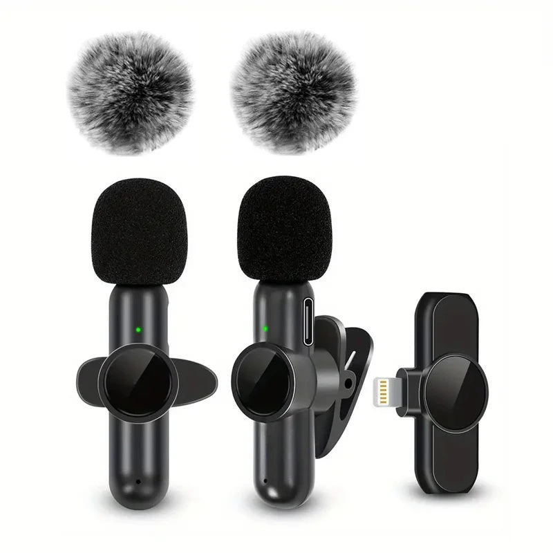 Wireless Lavalier Microphone with Windproof Cover - Pro Audio for iPhone & Android