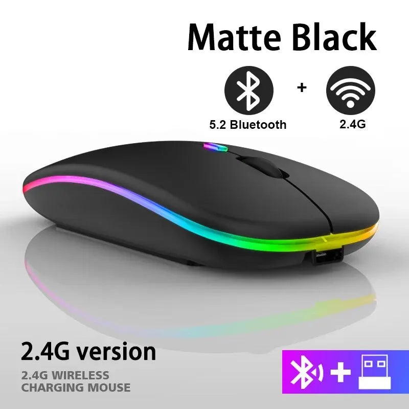 Ergonomic Dual-Mode Bluetooth Mouse with RGB Backlight