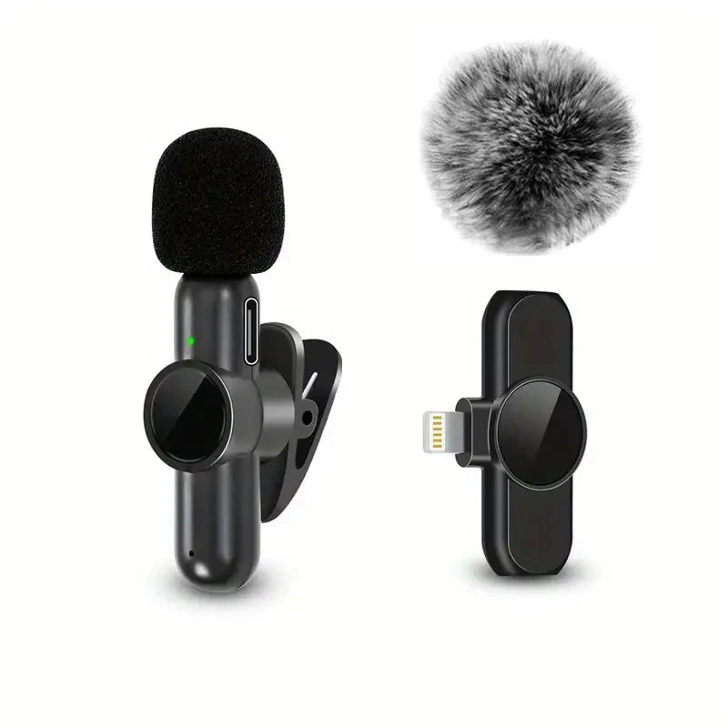 Wireless Lavalier Microphone with Windproof Cover - Pro Audio for iPhone & Android