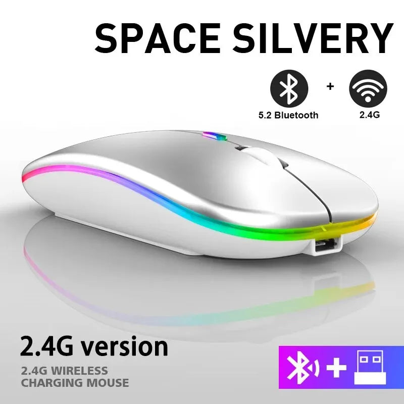 Ergonomic Dual-Mode Bluetooth Mouse with RGB Backlight