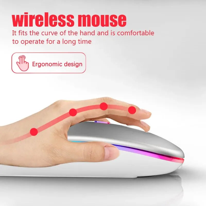 Ergonomic Dual-Mode Bluetooth Mouse with RGB Backlight
